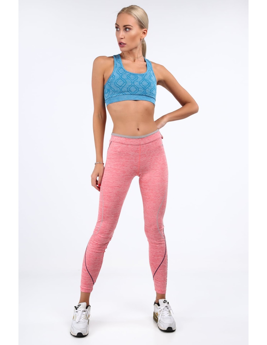 Coral sports leggings with stitching MR13233 - Online store - Boutique